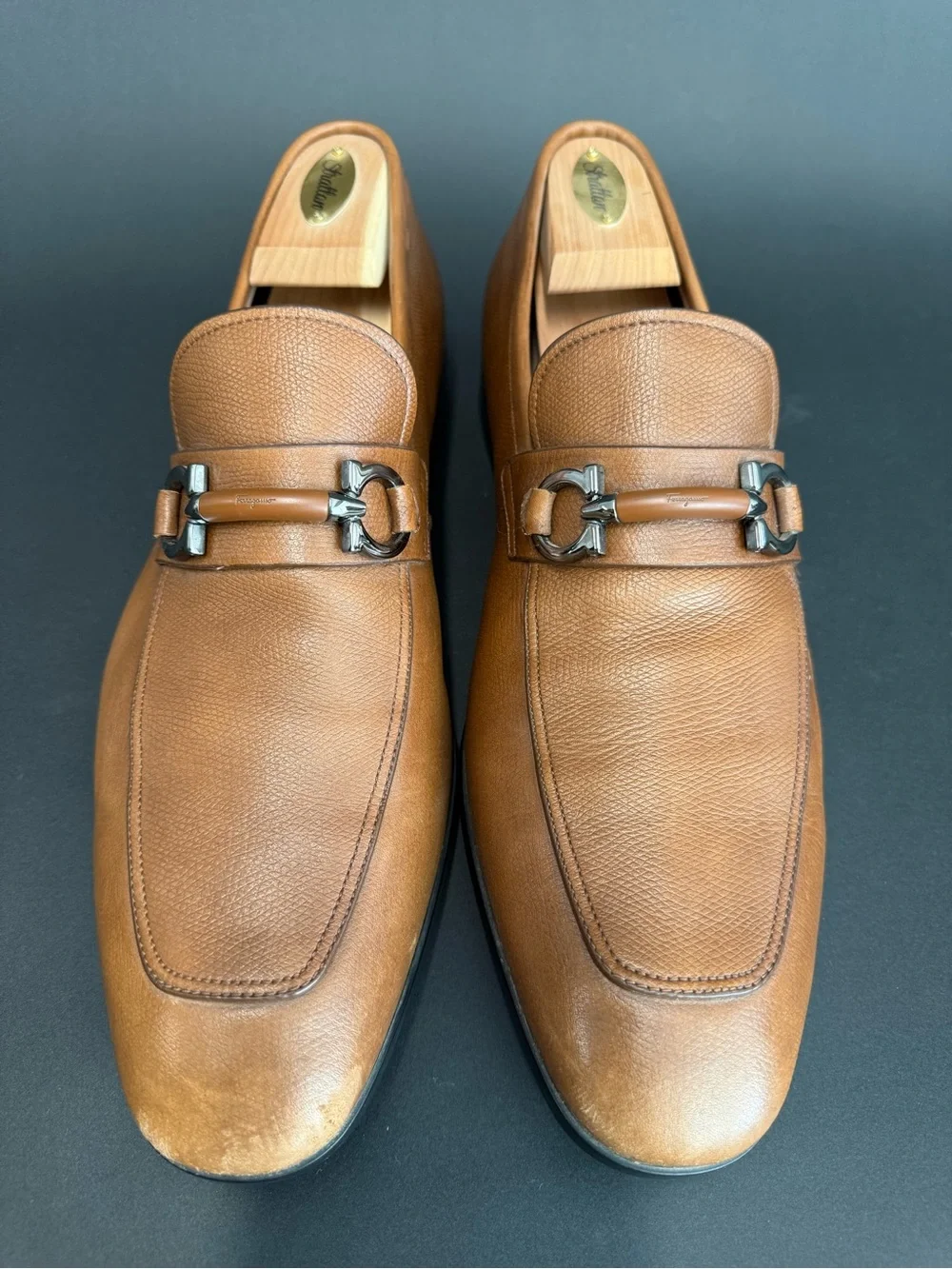 Salvatore Ferragamo Tan Leather Horsebit Loafers